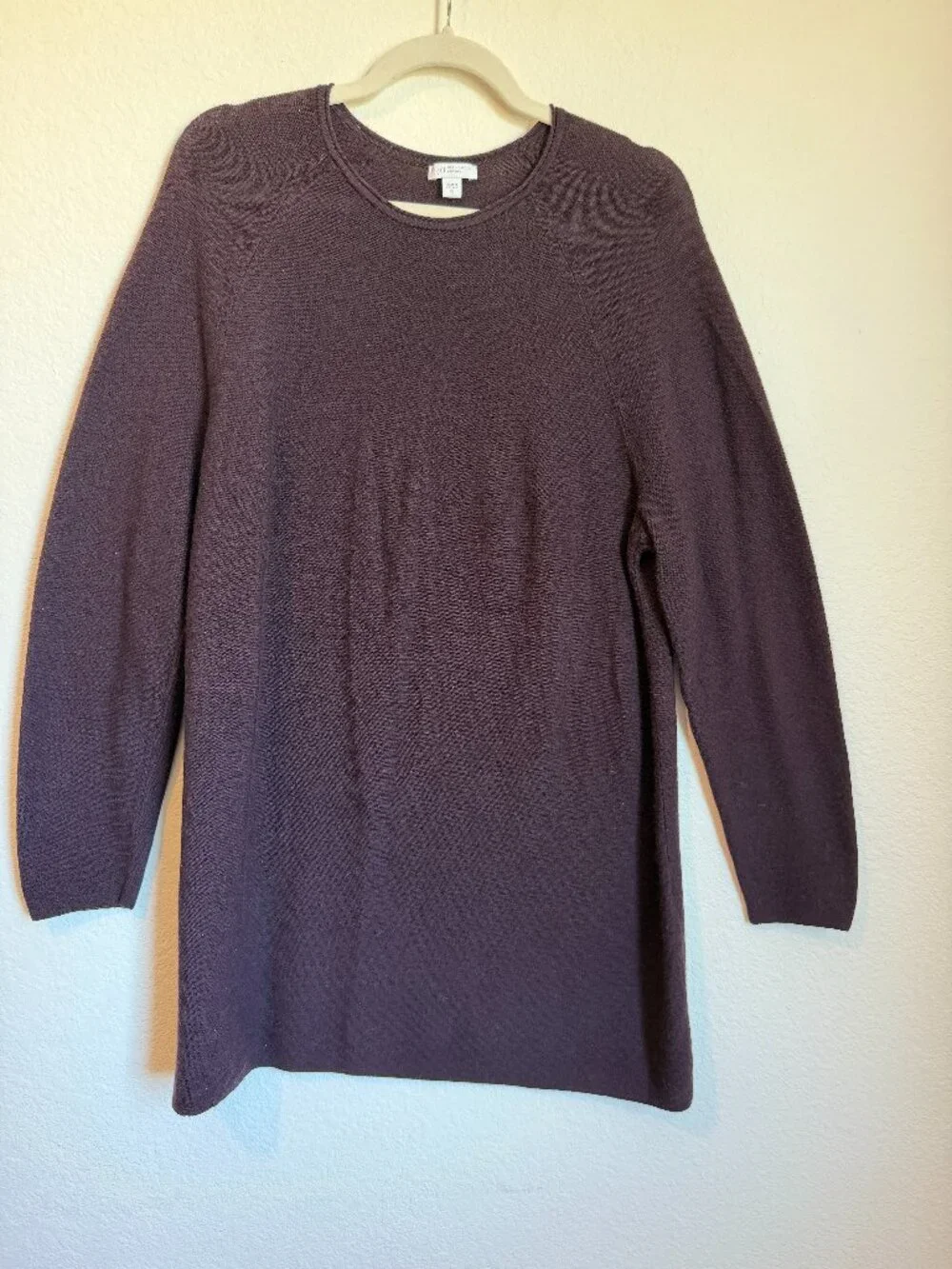 J. Jill 100% Merino Wool Washable Tunic Sweater XL Maroon Long Sleeve